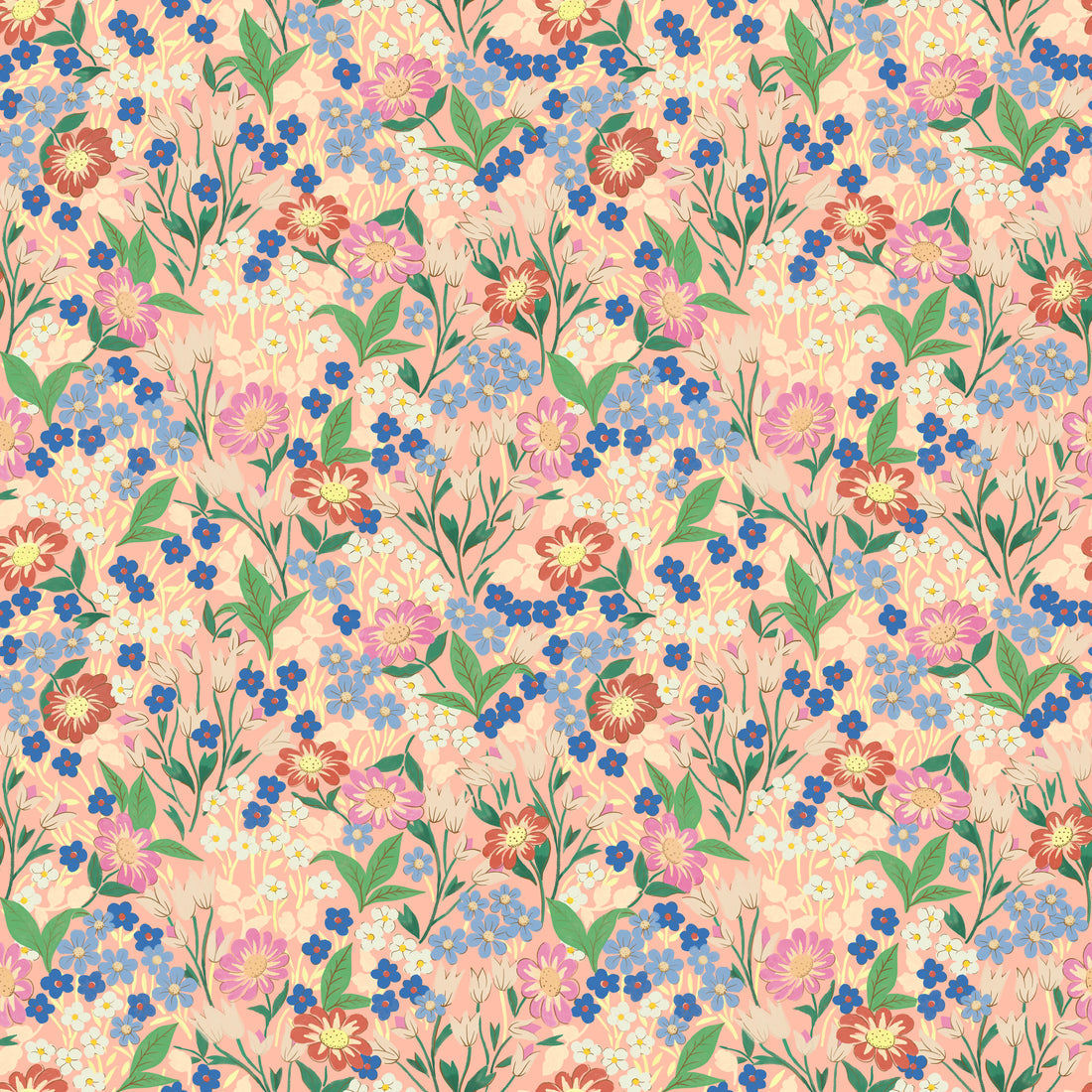 Lola, Petit Wallpaper - Peach - Summer Gray

