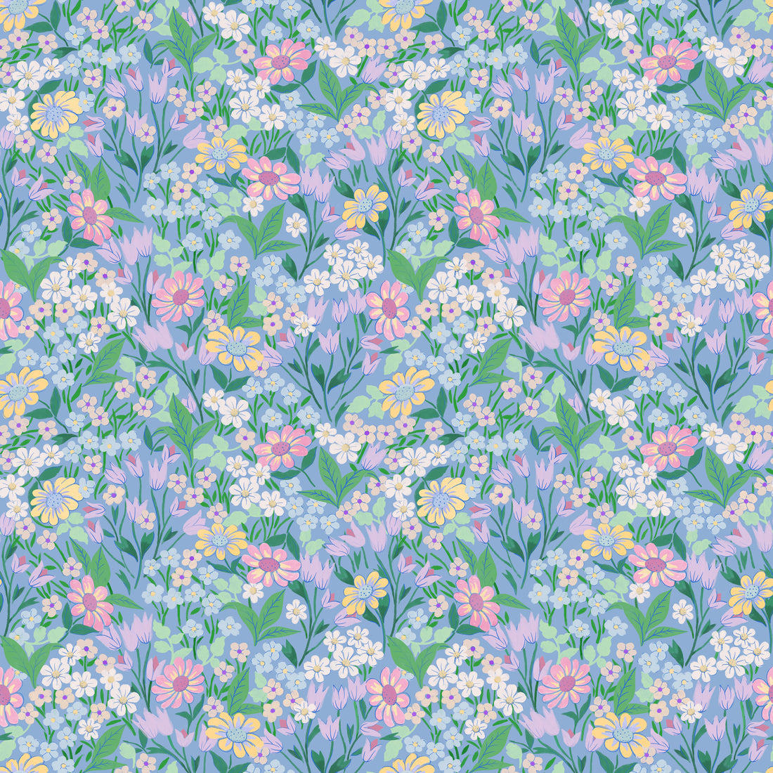 Lola, Petit Wallpaper - Sky Blue - Summer Gray
