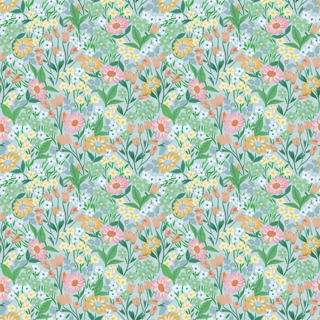 Lola, Petit Wallpaper - Turquoise - Summer Gray
