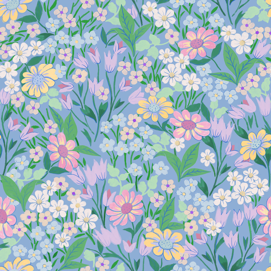 Lola Wallpaper - Sky Blue - Summer Gray
