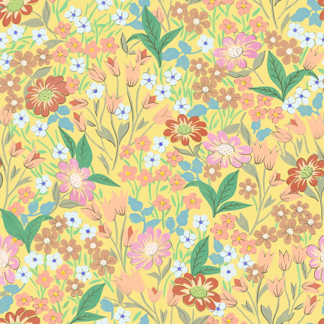 Lola Wallpaper - Yellow - Summer Gray
