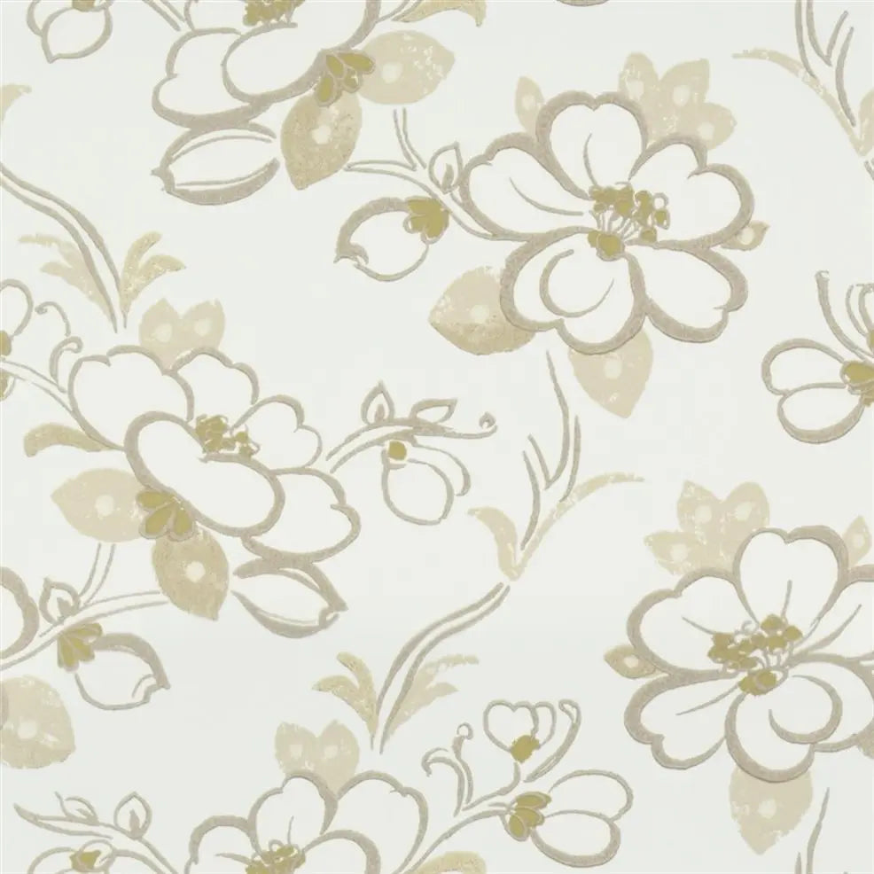 Lotus Flower Wallpaper - Oyster - P571/01 - Designers Guild