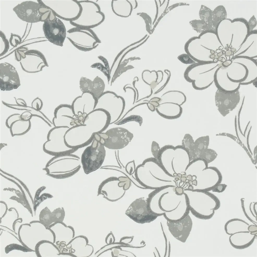 Lotus Flower Wallpaper - Slate - P571/03 - Designers Guild