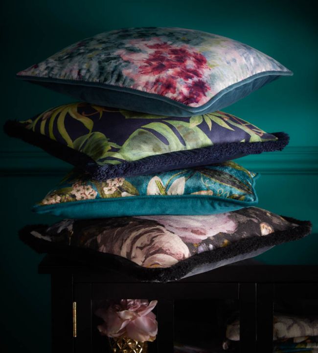 Fiore Cushion - Blue - Clarke & Clarke