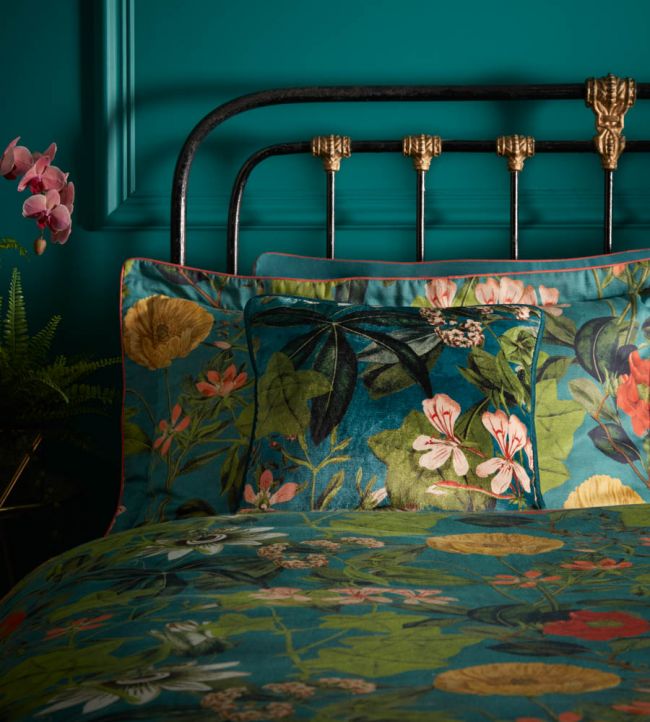 Passiflora Cushion - Blue - Clarke & Clarke