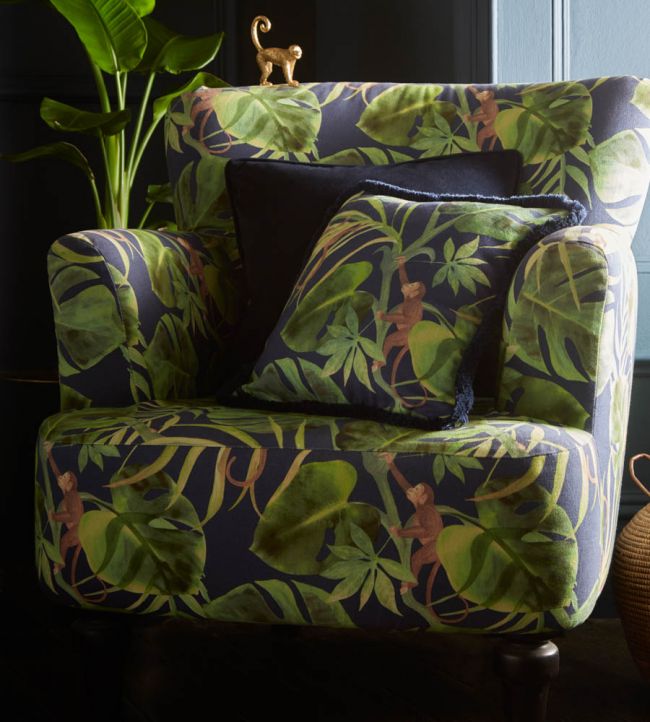 Monkey Business Cushion - Blue - Clarke & Clarke