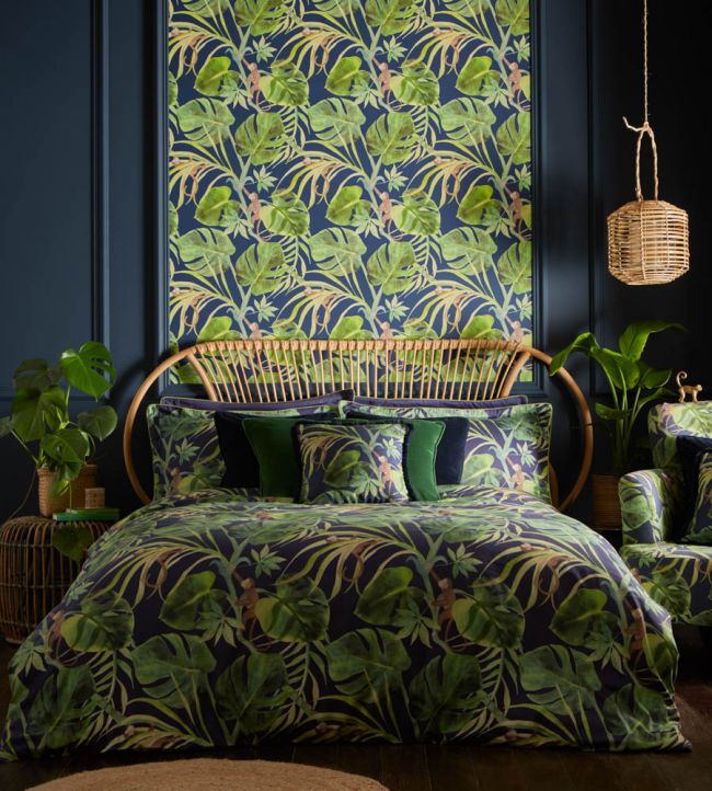 Monkey Business Cushion - Blue - Clarke & Clarke