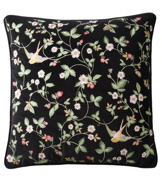 Wild Strawberry Cushion - Black - Clarke & Clarke
