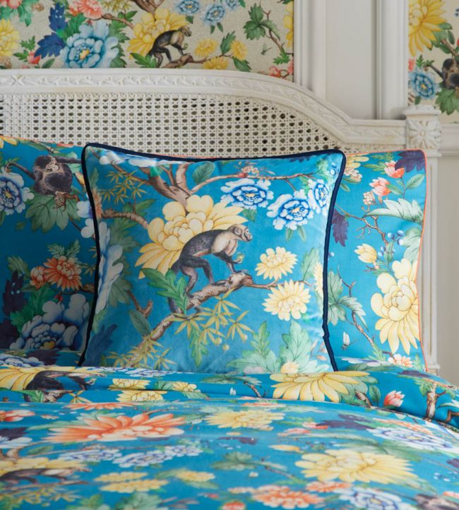 Sapphire Garden Cushion - Blue - Clarke & Clarke