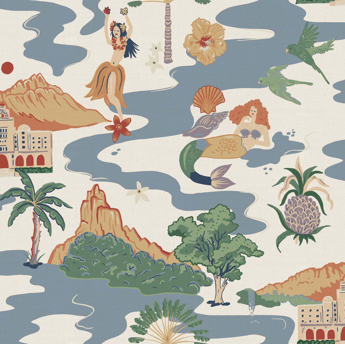 Mahalo Shell Fabric with 100% Linen - Multicolor - Wear The Walls