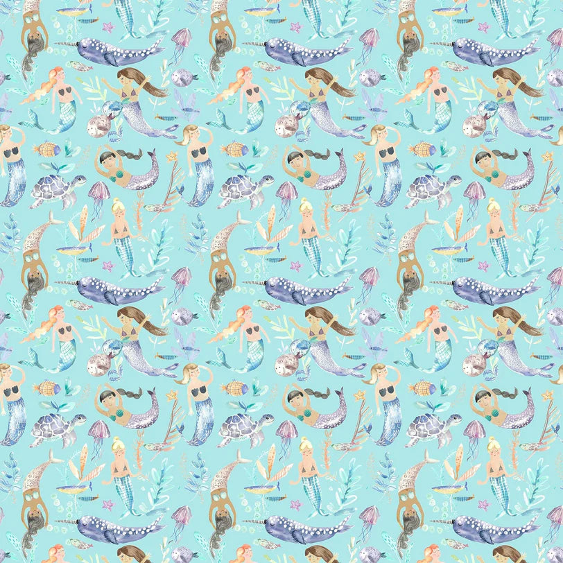 Mermaid Party Aqua Fabric