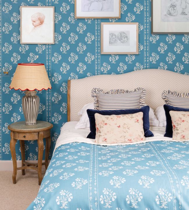 Maharani Block Print Fabric - Jaipur Blue - BGF050402 - Barneby Gates