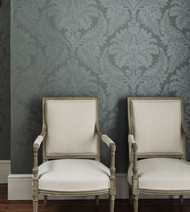 Malmaison Damask Wallpaper - Teal - ZCON311998 - Zoffany