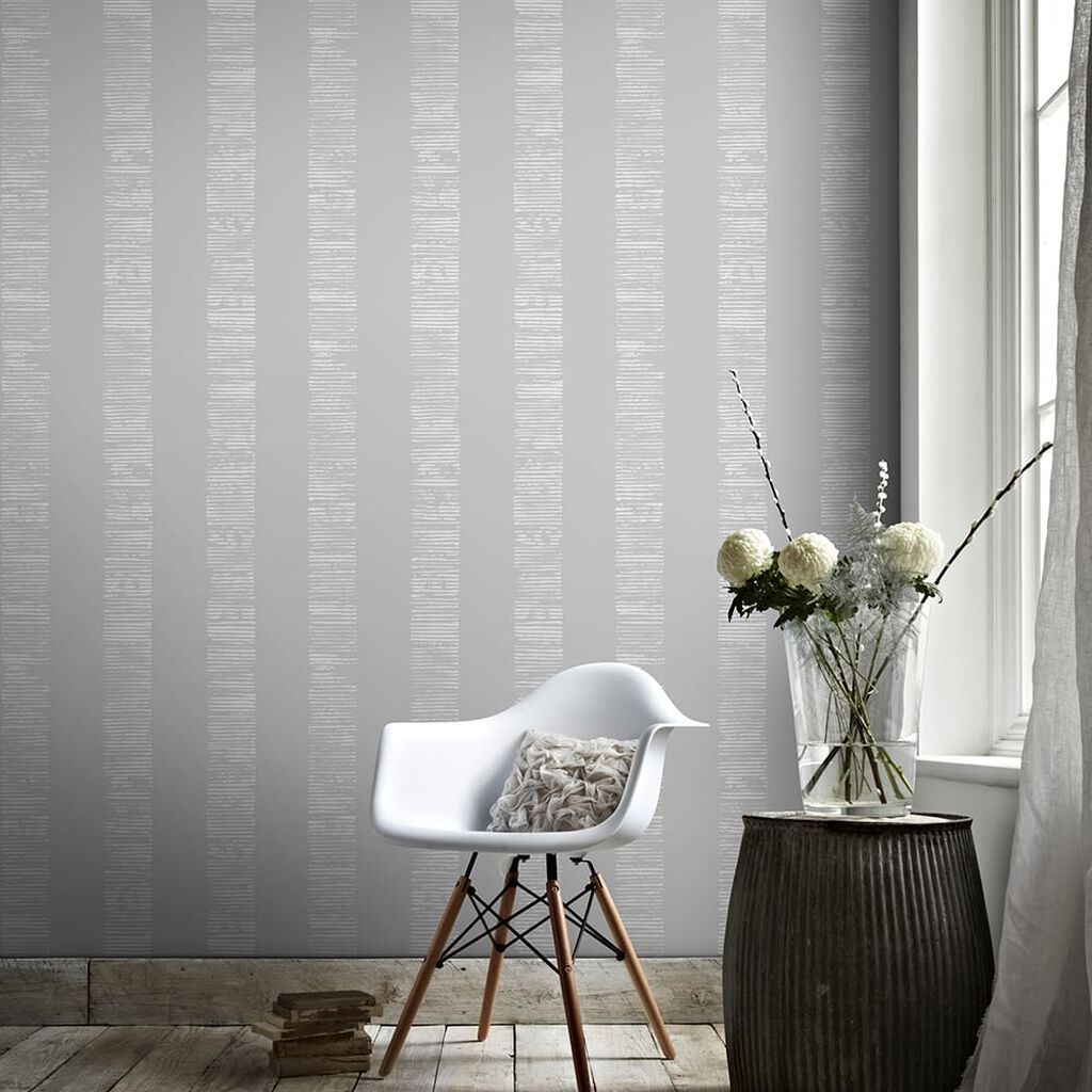 Mara Stripe Wallpaper - Silver - Boutique Luxury