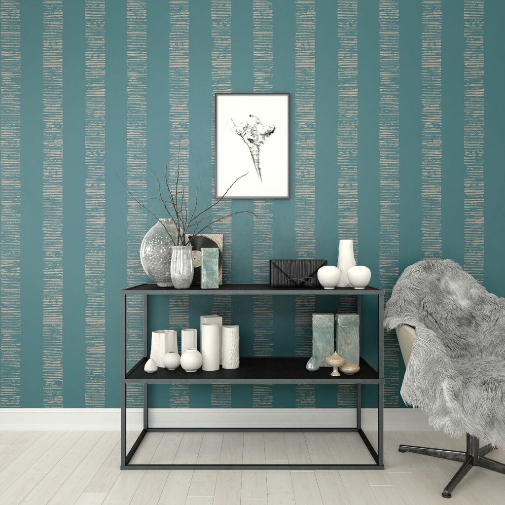 Mara Stripe Wallpaper - Turquoise - Boutique Luxury