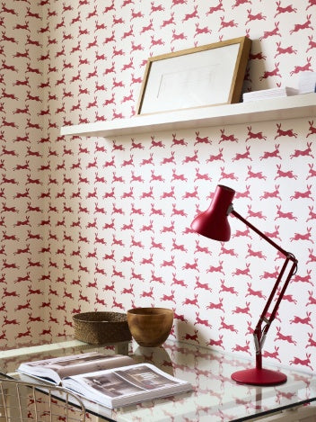 March Hare Wallpaper - Red - J135W-01 - Jane Churchill