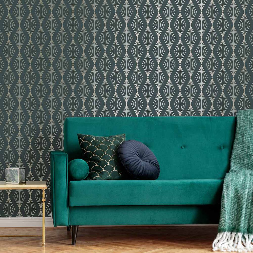 Marquise Geo Wallpaper - Emerald - Boutique Luxury