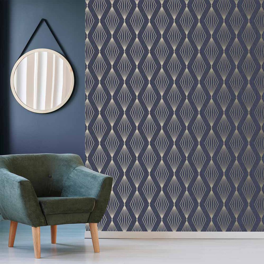 Marquise Geo Wallpaper - Sapphire - Boutique Luxury