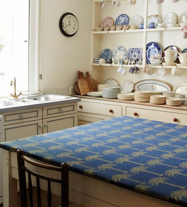 Marrakech Palm Fabric - Midnight Blue - BGF020401 - Barneby Gates