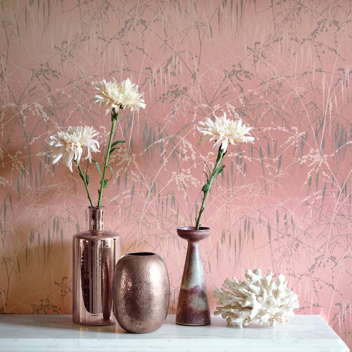 Meadow Grass Wallpaper - Shell & Pewter - Clarissa Hulse