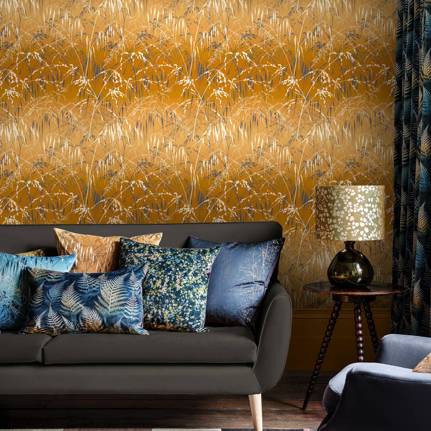 Meadow Grass Wallpaper - Yellow Ochre & Soft Gold - Clarissa Hulse