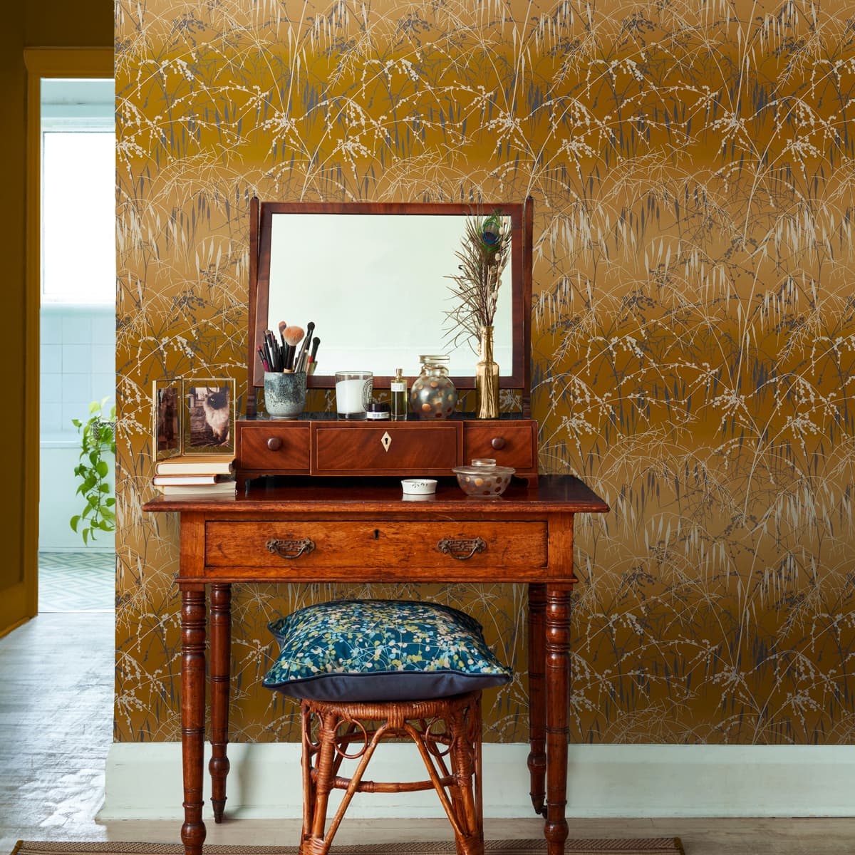 Meadow Grass Wallpaper - Yellow Ochre & Soft Gold - Clarissa Hulse