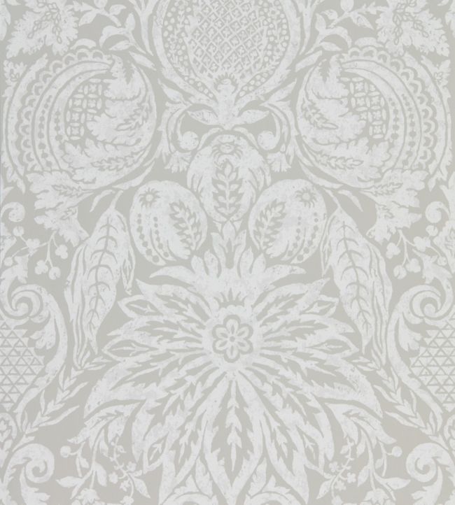 Mitford Damask Wallpaper - Platinum Grey - ZDAR312863 - Zoffany