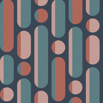 Morse Wallpaper - Coral & Navy - Envy