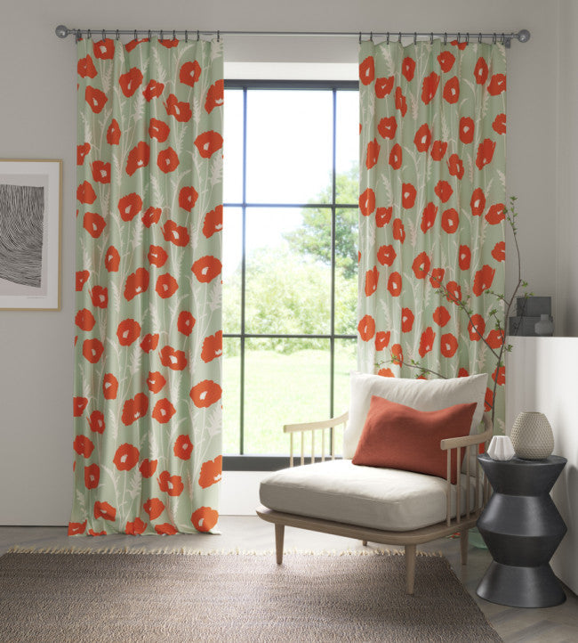 Poppy Pop Room Fabric - Sage / Poppy