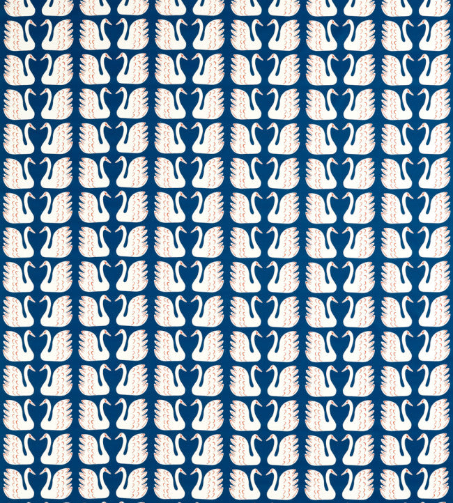 Swim Swam Swan Fabric - Denim