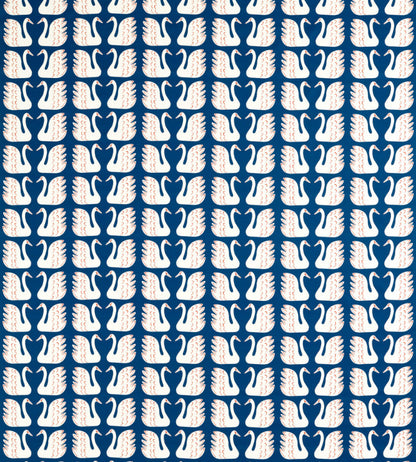 Swim Swam Swan Fabric - Denim