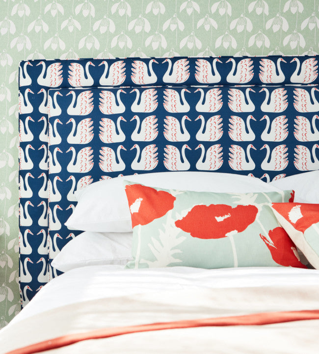 Swim Swam Swan Room Fabric - Denim