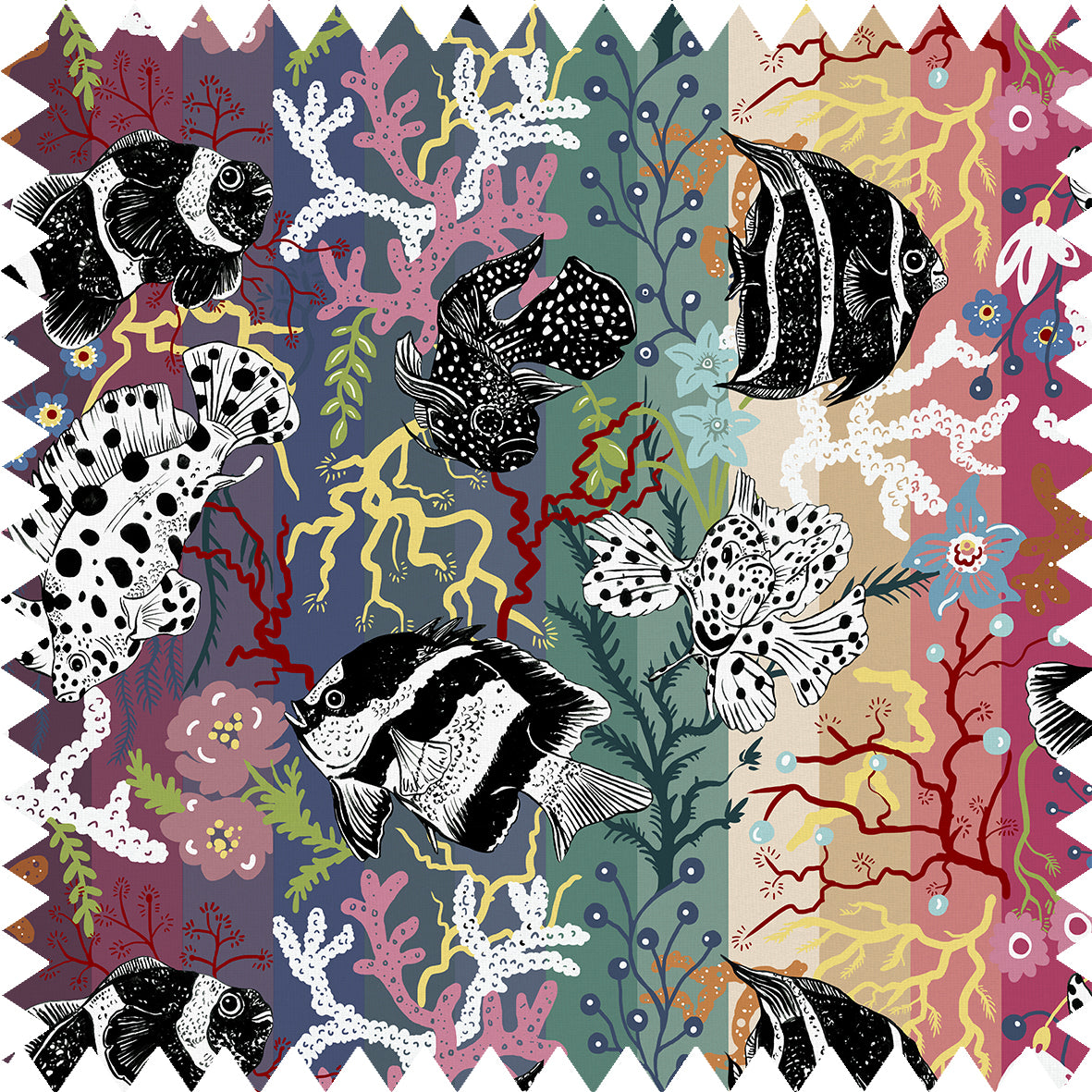 Neptune Rainbow Fabric with 100% Linen -Multicolor - Wear The Walls