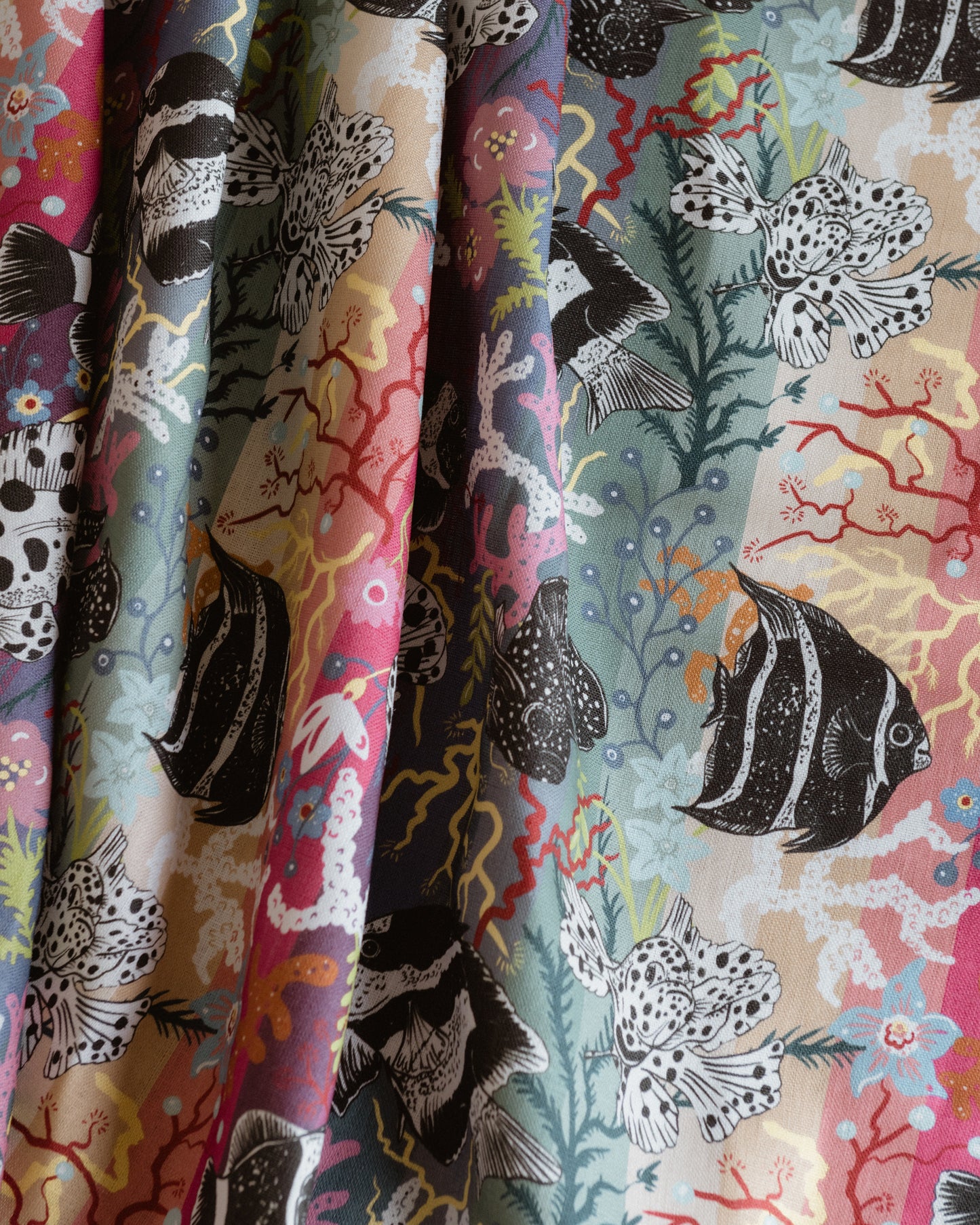 Neptune Rainbow Fabric with 100% Linen -Multicolor - Wear The Walls