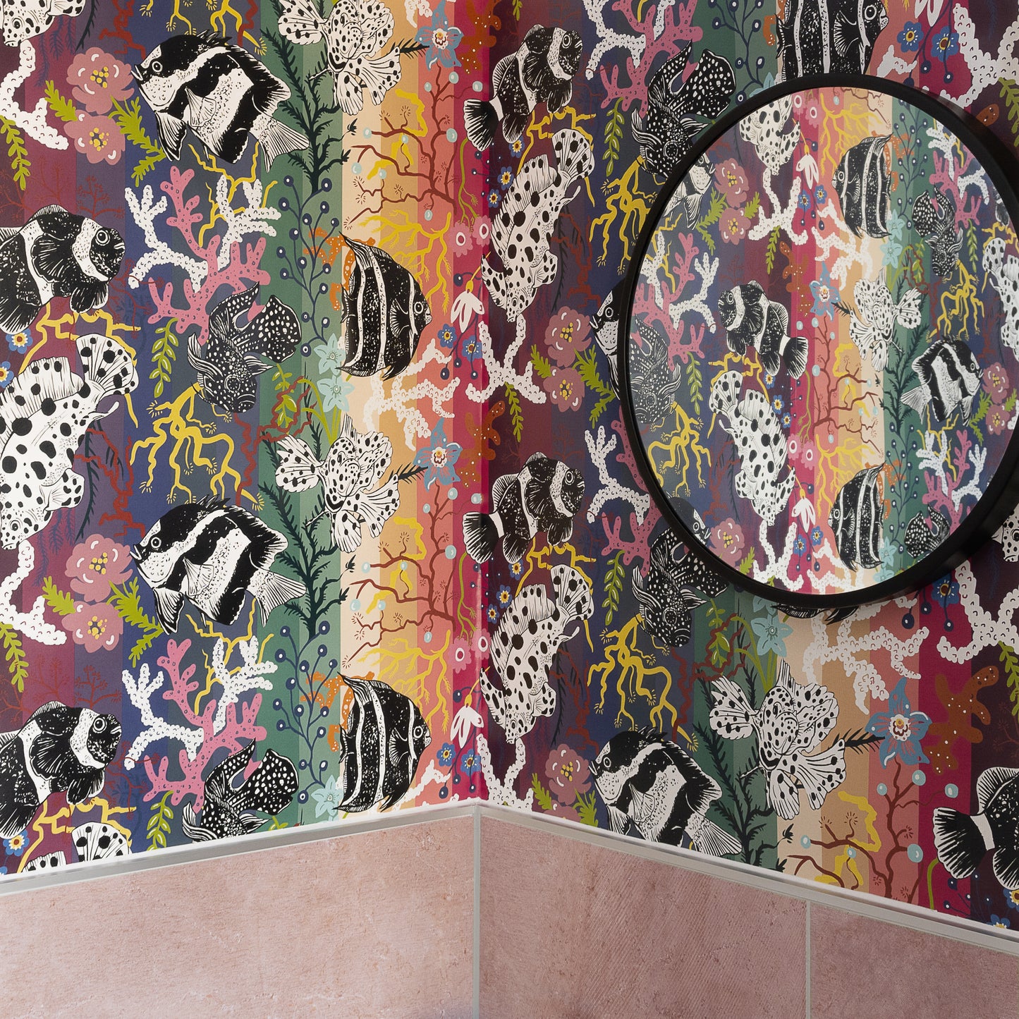 Neptune Rainbow Fabric with 100% Linen -Multicolor - Wear The Walls