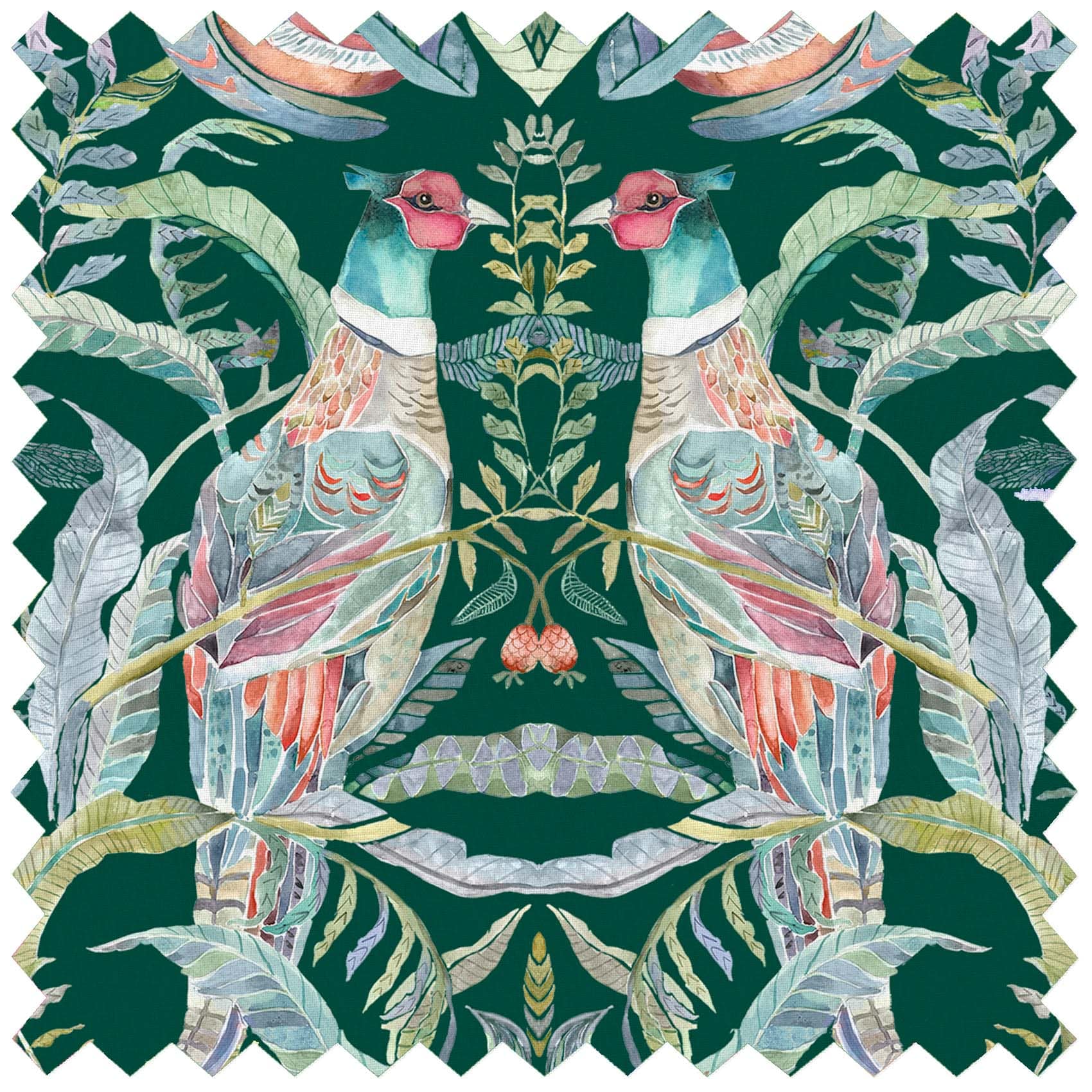 Netherton Pomegranate Emerald Lomond Pima Lawn Cotton - Dress Fabric