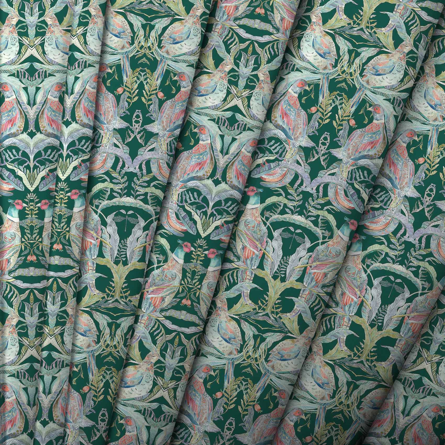 Netherton Pomegranate Emerald Lomond Pima Lawn Cotton - Dress Fabric