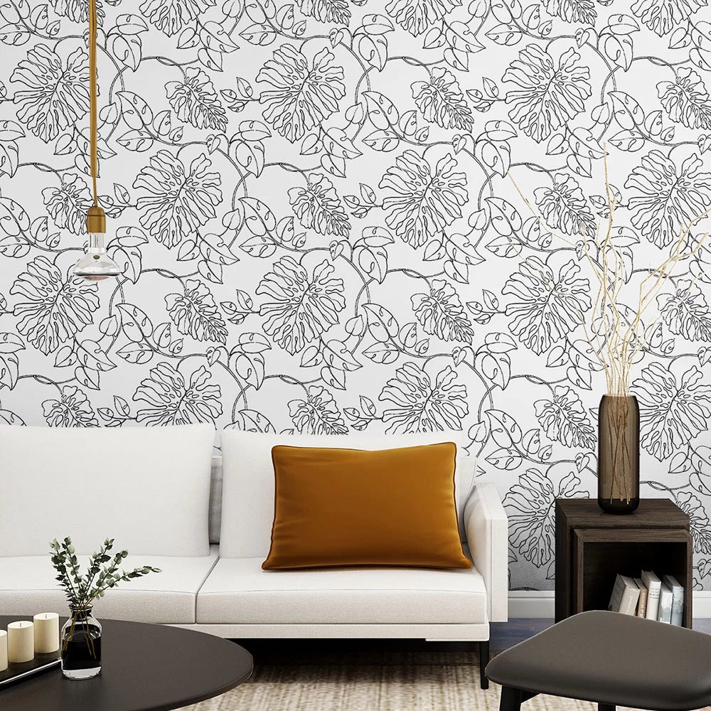 Linear Leaf Peel & Stick Wallpaper