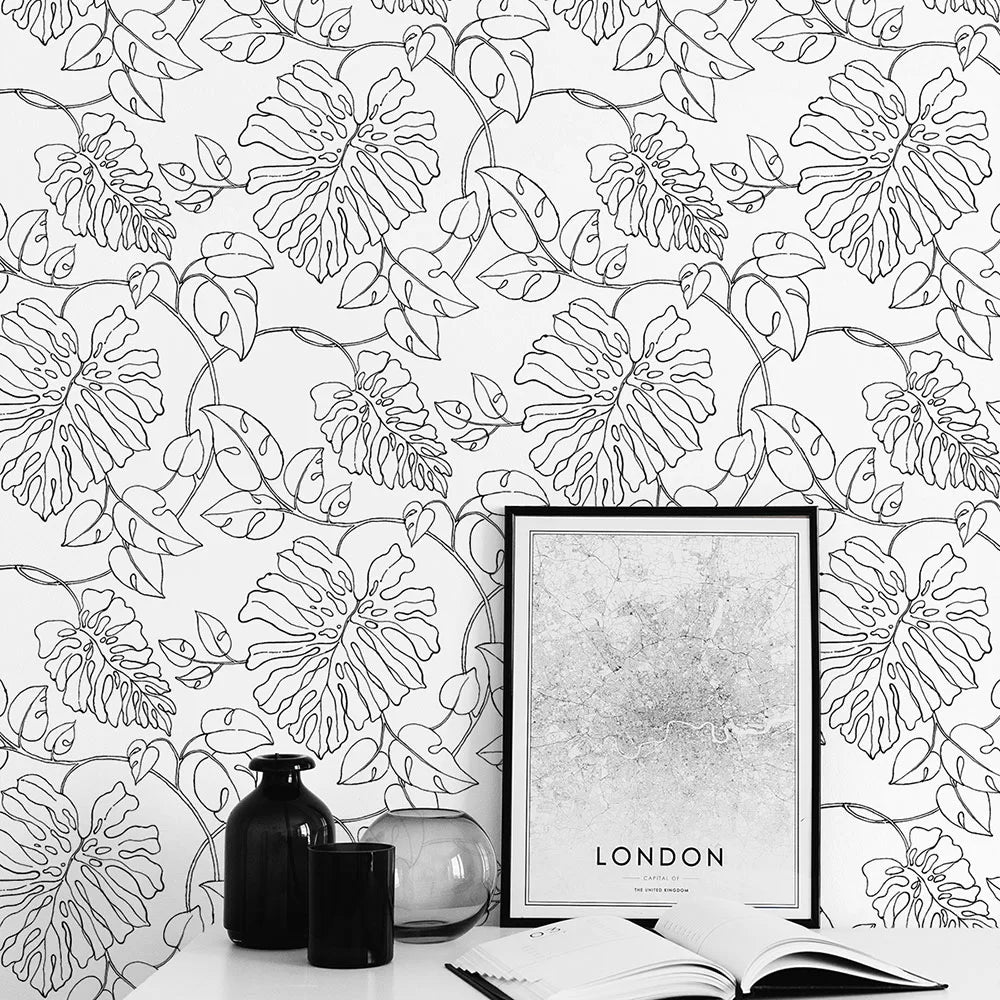 Linear Leaf Peel & Stick Wallpaper
