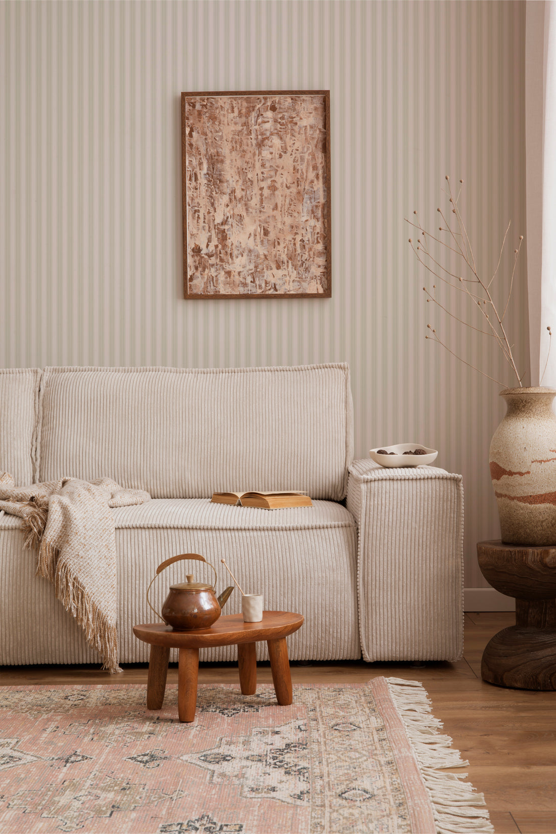 Newport Stripes Wallpaper - Green - Summer Gray
