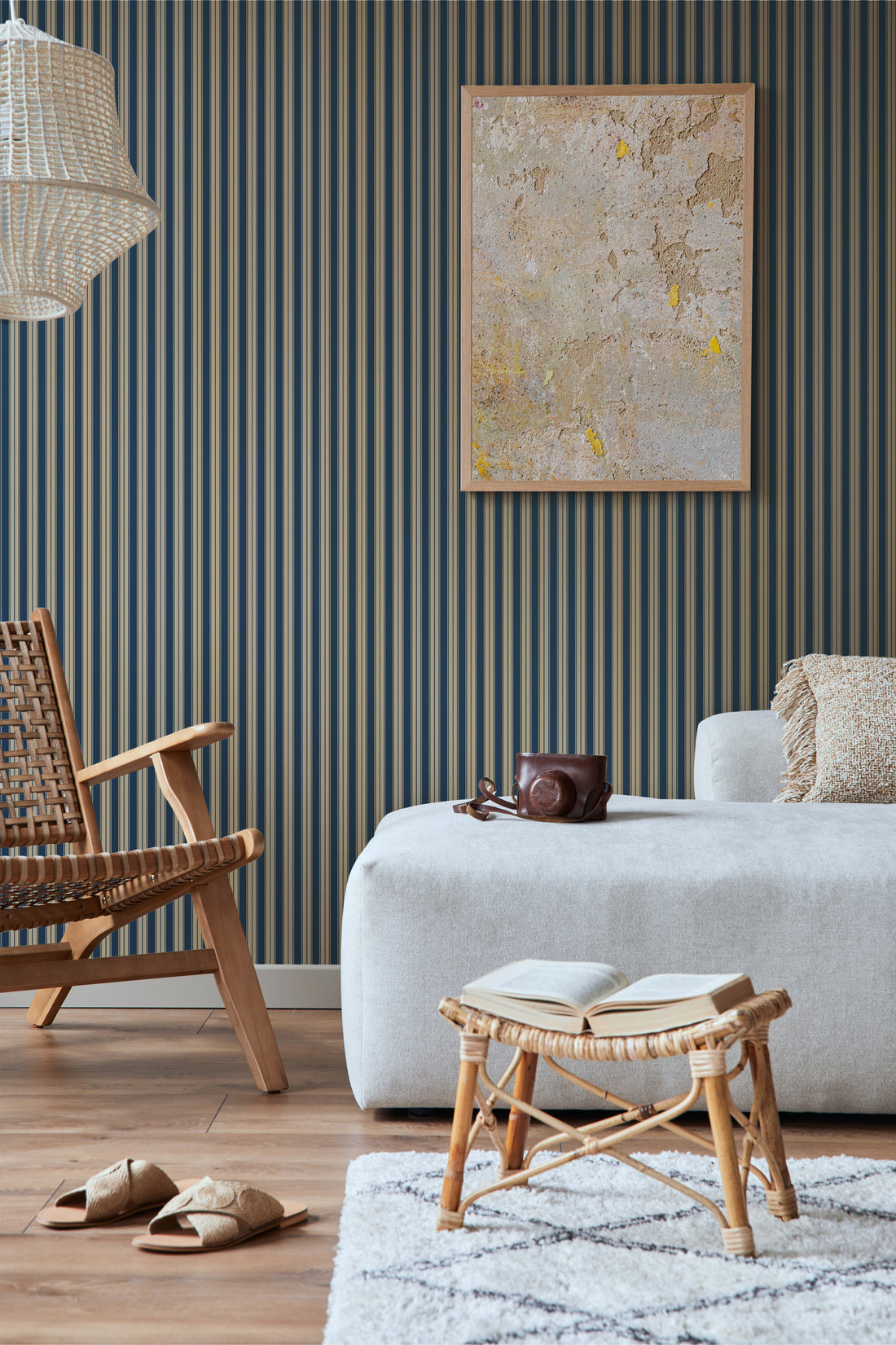 Niton Stripes Wallpaper - Blue - Summer Gray
