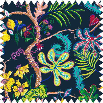 Ophelia French-Navy Fabric with Recycled Eco-Velvet - Blue - Wear The Walls