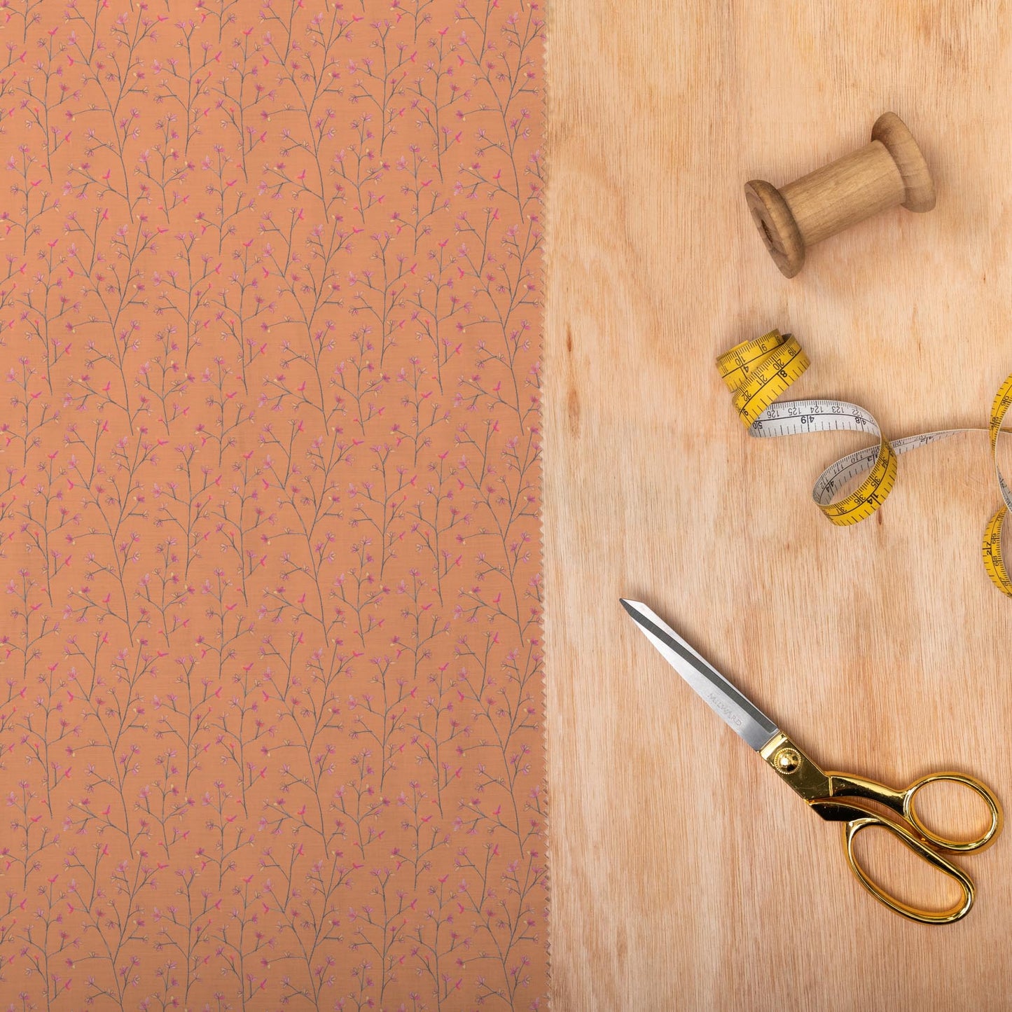 Ophelia Coral Linen Lomond Pima Lawn Cotton - Dress Fabric