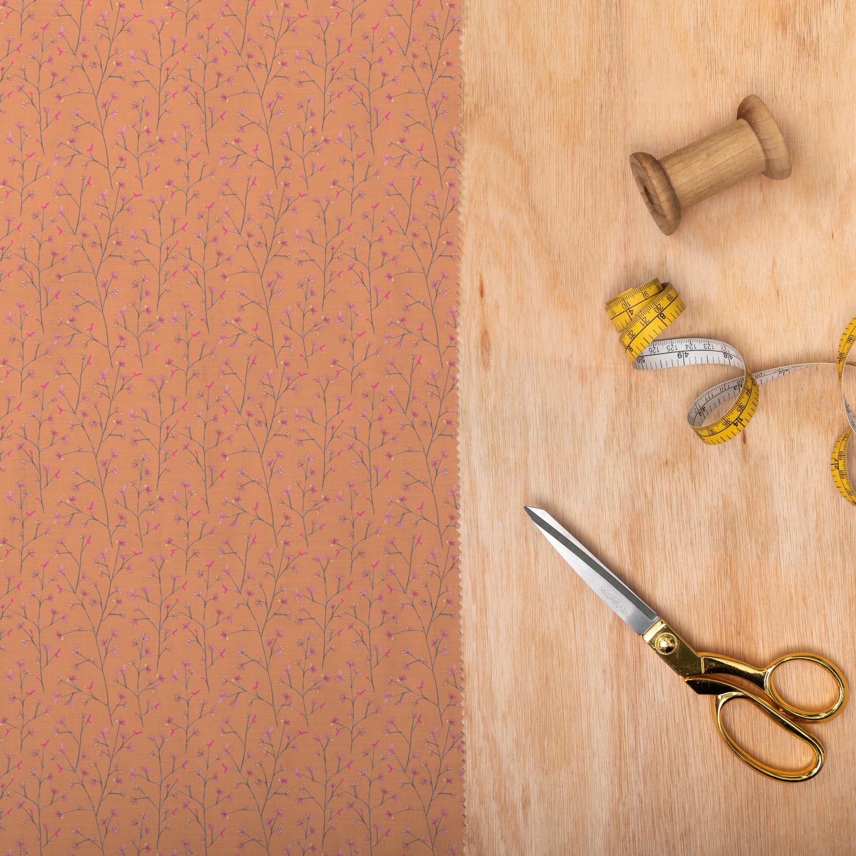 Ophelia Coral Linen Lomond Pima Lawn Cotton - Dress Fabric