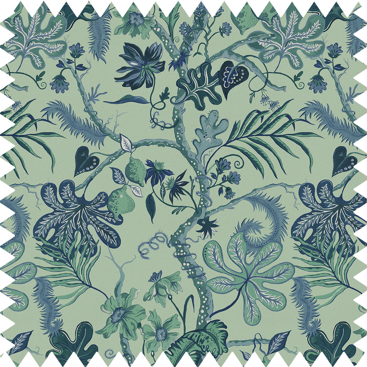 Ophelia Mint Fabric with 100% Linen - Blue - Wear The Walls