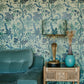 Ophelia Mint Fabric with 100% Linen - Blue - Wear The Walls