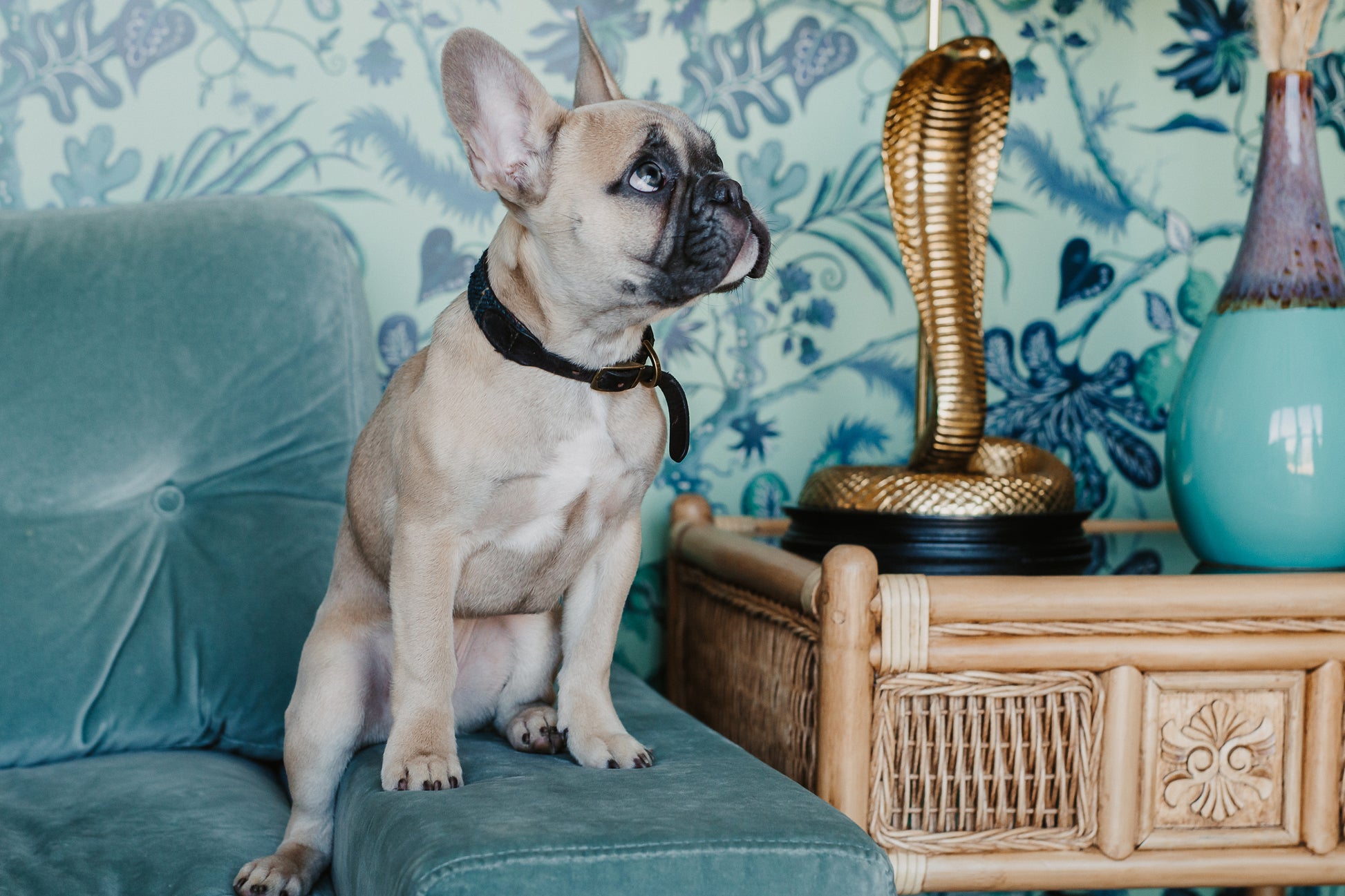 Ophelia Mint Fabric with 100% Linen - Blue - Wear The Walls