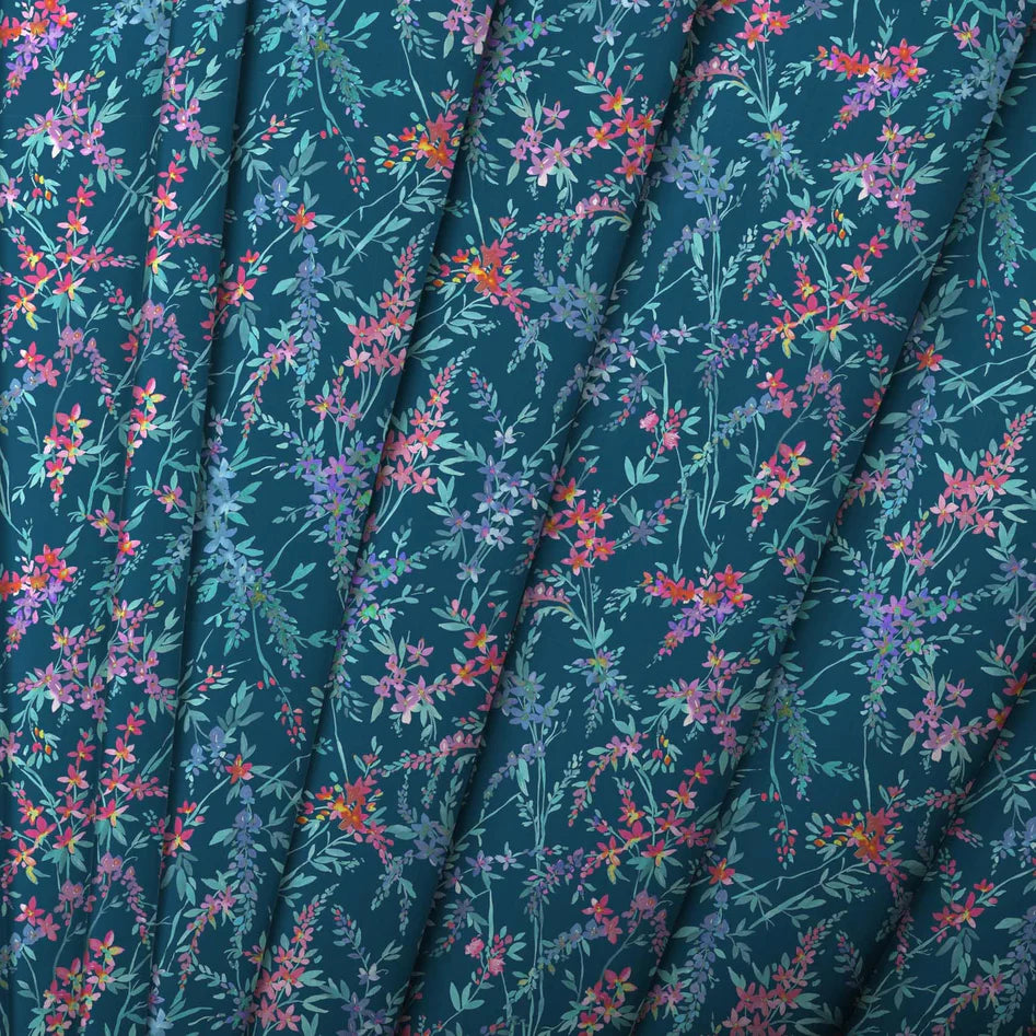 Orivietta Topaz Navy Lomond Pima Lawn Cotton - Dress Fabric