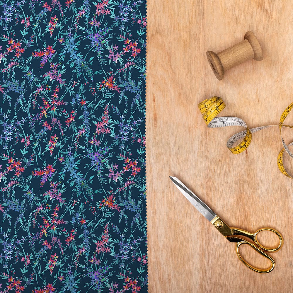 Orivietta Topaz Navy Lomond Pima Lawn Cotton - Dress Fabric