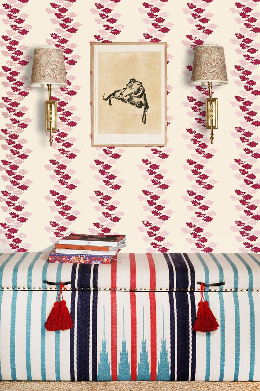 Oak Leaves Wallpaper - Red / Pink - BG2700102 - Barneby Gates